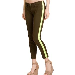 HUDSON Loulou green tuxedo glo-stripe skinny cropped jeans 24 like new